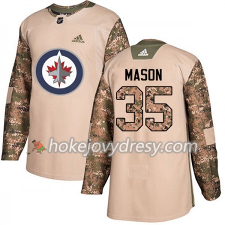 Pánské Hokejový Dres Winnipeg Jets Steve Mason 35 Adidas 2017-2018 Camo Veterans Day Practice Authentic